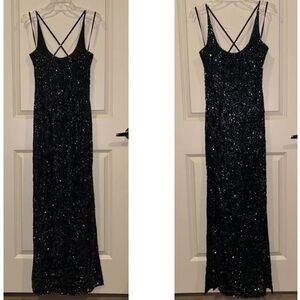 Elegant Black Evening Dress-Sequin.